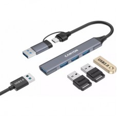 Концентратор Canyon hub DS-02 4in1 USB-A/C Grey (CNS-TDS02G) - Фото