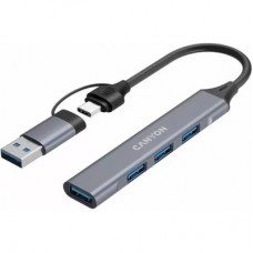 Концентратор Canyon hub DS-02 4in1 USB-A/C Grey (CNS-TDS02G) - Фото