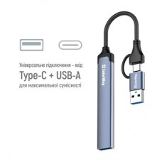 Концентратор ColorWay USB-A/USB-C 4-in-1 USB2.0х2/USB3.0/USB-C2.0 (CW-HUB06) - Фото