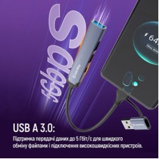 Концентратор ColorWay USB-A/USB-C 4-in-1 USB2.0х2/USB3.0/USB-C2.0 (CW-HUB06) - Фото