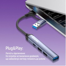 Концентратор ColorWay USB-A/USB-C 4-in-1 USB2.0х2/USB3.0/USB-C2.0 (CW-HUB06) - Фото