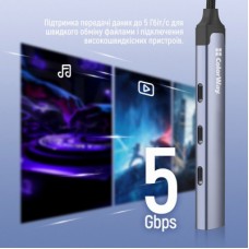 Концентратор ColorWay USB-C 4-in-1 USB-C2.0х3/USB3.0 (CW-HUB07) - Фото