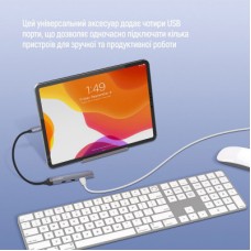 Концентратор ColorWay USB-C 4-in-1 USB-C2.0х3/USB3.0 (CW-HUB07) - Фото