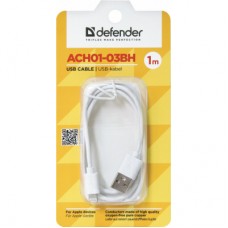 Дата кабель USB 2.0 AM to Lightning 1.0m ACH01-03BH white Defender (87479) - Фото
