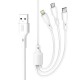 Дата кабель USB 2.0 AM to Lightning + Micro 5P + Type-C 1.0m 2.4A XO (CB-23U3)