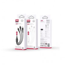 Дата кабель USB 2.0 AM to Lightning + Micro 5P + Type-C 1.0m 2.4A XO (CB-23U3) - Фото