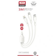Дата кабель USB 2.0 AM to Lightning + Micro 5P + Type-C 1.0m 2.4A XO (CB-23U3) - Фото