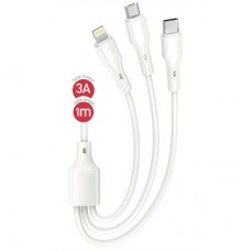 Дата кабель USB 2.0 AM to Lightning + Micro 5P + Type-C 1.0m 2.4A XO (CB-23U3) - Фото
