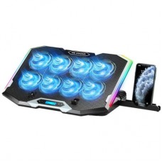 Подставка для ноутбука IceCoorel 10-17", 8*70mm, 2*USB, + LCD, 410x297x40mm, RGB (K10)