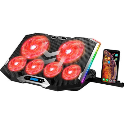 Підставка для ноутбука IceCoorel 10-17", 4*100 mm 1400 RPM + 4*70 mm 2500 RPM, 2*USB, 410x296x40mm, Red (K9)