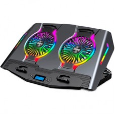 Подставка для ноутбука IceCoorel 10-18", 2*125mm 1400 RPM, 2*USB, + LCD display, 461x298x52mm, RGB (N10)