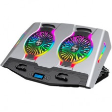 Подставка для ноутбука IceCoorel 10-18", 2*125mm 1400 RPM, 2*USB, + LCD display, 461x298x52mm, Silver (N9S)
