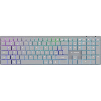 Клавиатура Canyon HKB-W11 Slim Dual Mode Wireless/Bluetooth RGB UA Grey (CNS-HBTK11G)