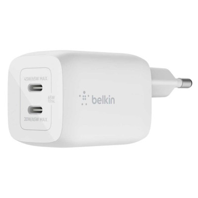 Зарядное устройство Belkin 65W 2хUSB-С GAN PD PPS white (WCH013VFWH)