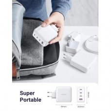 Зарядний пристрій Ugreen 4xUSB 100 W (3xUSB-C+USB-A) Gan white CD226 (15337) - Фото