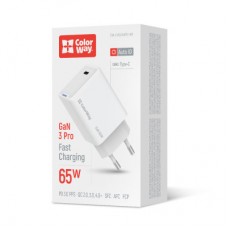 Зарядний пристрій ColorWay GaN Mini 65 W PD Port PPS USB-C white (CW-CHS049PD-WT) - Фото
