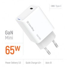 Зарядний пристрій ColorWay GaN Mini 65 W PD Port PPS USB-C white (CW-CHS049PD-WT) - Фото