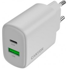 Зарядний пристрій Canyon OnCharge 250 25 W 1xPD 1xQC EU White (CNE-CHA250-21) - Фото