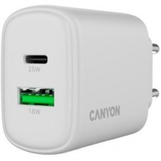 Зарядний пристрій Canyon OnCharge 250 25 W 1xPD 1xQC EU White (CNE-CHA250-21) - Фото