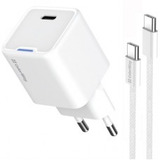 Зарядное устройство ColorWay GaN Mini 30W PD Port PPS USB (Type-C PD + USB QC4.0) cable Type-C - Фото