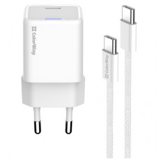 Зарядное устройство ColorWay GaN Mini 30W PD Port PPS USB (Type-C PD + USB QC4.0) cable Type-C - Фото