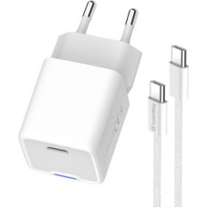 Зарядное устройство ColorWay GaN Mini 30W PD Port PPS USB (Type-C PD + USB QC4.0) cable Type-C - Фото
