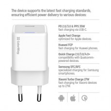 Зарядное устройство ColorWay GaN Mini 30W PD Port PPS USB (Type-C PD + USB QC4.0) cable Type-C - Фото