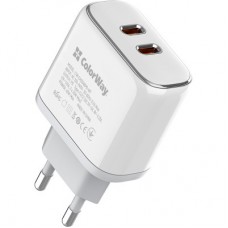 Зарядное устройство ColorWay Power Delivery Port PPS USB (Type-C PD + Type-C PD) (40W) white (CW-CHS048PD-WT) - Фото