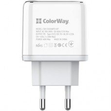 Зарядное устройство ColorWay Power Delivery Port PPS USB (Type-C PD + Type-C PD) (40W) white (CW-CHS048PD-WT) - Фото