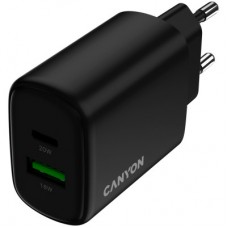 Зарядний пристрій Canyon OnCharge 200 20 W 1xPD 1xQC EU Black (CNE-CHA200-31) - Фото