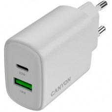 Зарядний пристрій Canyon OnCharge 200 20 W 1xPD 1xQC EU White (CNE-CHA200-21) - Фото