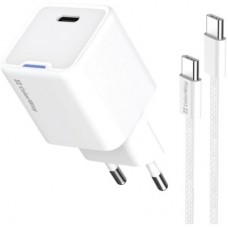 Зарядний пристрій ColorWay GaN Mini 35 W PD Port PPS USB-C white cable Type-C (CW-CHS056PDC-WT) - Фото