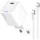 Зарядний пристрій ColorWay GaN Mini 25 W PD Port PPS USB-C white cable Type-C (CW-CHS052PDC-WT)