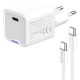 Зарядний пристрій ColorWay GaN Mini 25 W PD Port PPS USB-C white cable Type-C (CW-CHS052PDC-WT)