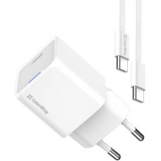 Зарядний пристрій ColorWay GaN Mini 35 W PD Port PPS USB-C white cable Type-C (CW-CHS056PDC-WT) - Фото