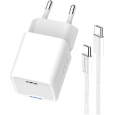 Зарядний пристрій ColorWay GaN Mini 35 W PD Port PPS USB-C white cable Type-C (CW-CHS056PDC-WT) - Фото