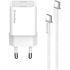 Зарядний пристрій ColorWay GaN Mini 35 W PD Port PPS USB-C white cable Type-C (CW-CHS056PDC-WT) - Фото