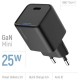 Зарядний пристрій ColorWay GaN Mini 25 W PD Port PPS USB-C black (CW-CHS052PD-BK)