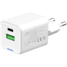 Зарядное устройство ColorWay GaN Mini 30W PD Port PPS USB (Type-C PD + USB QC4.0) white (CW-CHS053PD-WT) - Фото
