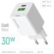 Зарядное устройство ColorWay GaN Mini 30W PD Port PPS USB (Type-C PD + USB QC4.0) white (CW-CHS053PD-WT)