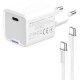 Зарядний пристрій ColorWay GaN Mini 30 W PD Port PPS USB-C white + cable Type-C (CW-CHS054PDC-WT)