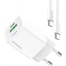 Зарядное устройство ColorWay GaN Mini 35W PD Port PPS USB (Type-C PD + USB QC4.0) cable Type-C - Фото