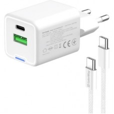 Зарядное устройство ColorWay GaN Mini 35W PD Port PPS USB (Type-C PD + USB QC4.0) cable Type-C - Фото