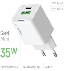 Зарядний пристрій ColorWay GaN Mini 35 W PD Port PPS USB (Type-C PD + USB QC4.0) white (CW-CHS055PD-WT) - Фото