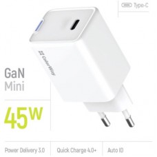 Зарядний пристрій ColorWay GaN Mini 45 W PD Port PPS USB-C white (CW-CHS057PD-WT) - Фото