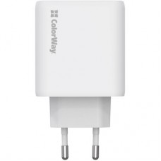 Зарядное устройство ColorWay GaN Mini 50W PD Port PPS USB (Type-C PD 30W + Type-C PD 20W) white - Фото
