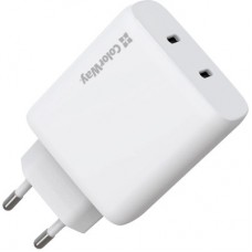Зарядное устройство ColorWay GaN Mini 50W PD Port PPS USB (Type-C PD 30W + Type-C PD 20W) white - Фото