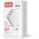 Зарядное устройство ColorWay GaN Mini 50W PD Port PPS USB (Type-C PD 30W + Type-C PD 20W) white