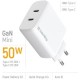 Зарядное устройство ColorWay GaN Mini 50W PD Port PPS USB (Type-C PD 30W + Type-C PD 20W) white