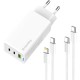 Зарядное устройство ColorWay GaN Mini 65W PD Port PPS USB (USB-2C1A) cable Type-C&Lightning (CW-CHS058PDCL-WT)